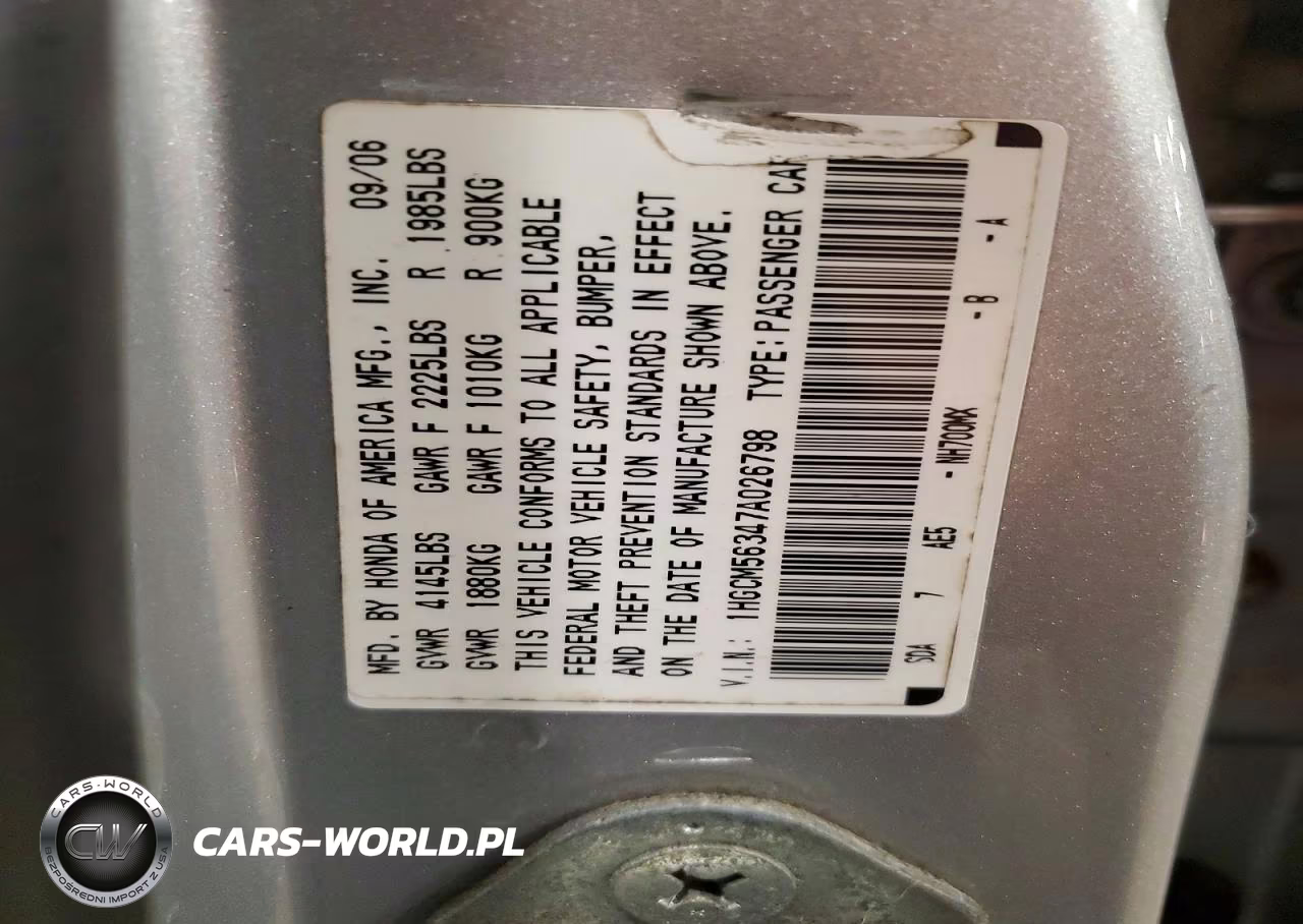 2007 Honda Accord Se VIN:1HGCM56347A026798 - 12