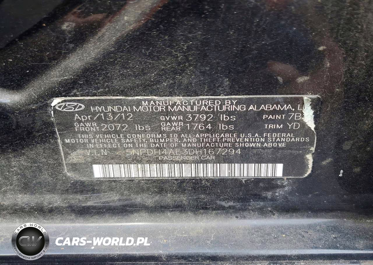 2013 Hyundai Elantra Gls VIN:5NPDH4AE3DH167294 - 12