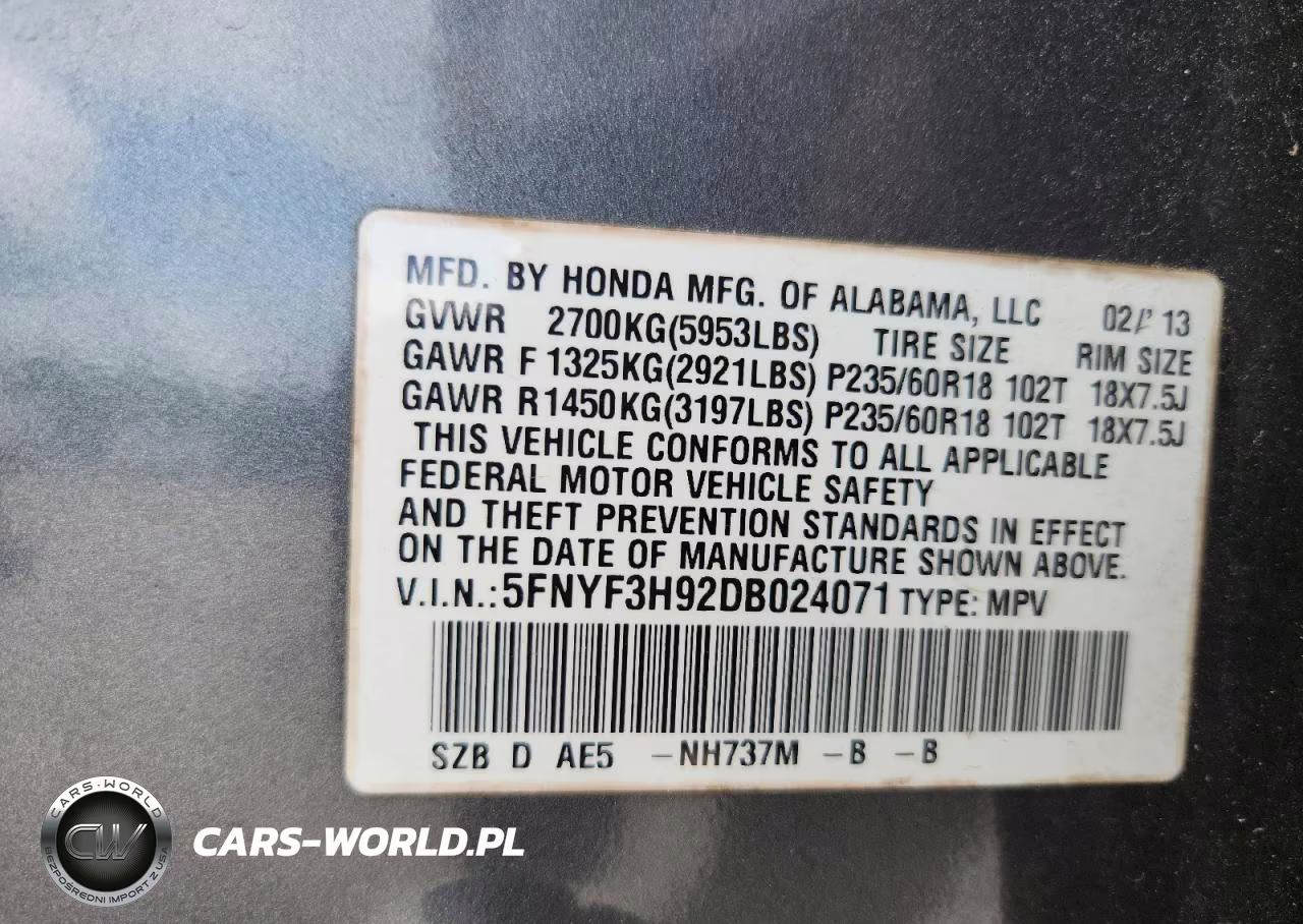 2013 Honda Pilot Touring VIN:5FNYF3H92DB024071 - 13
