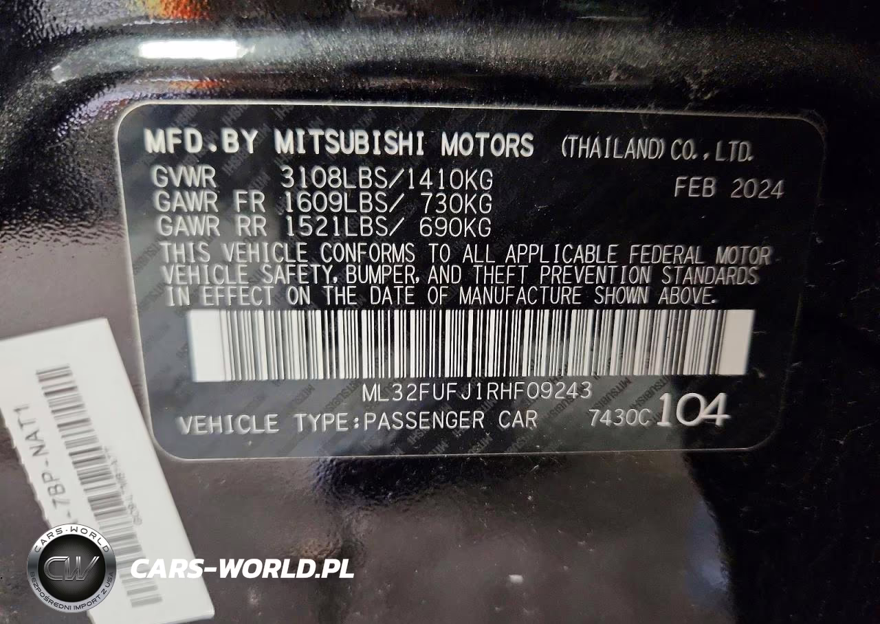 2024 Mitsubishi Mirage G4 Es VIN:ML32FUFJ1RHF09243 - 12