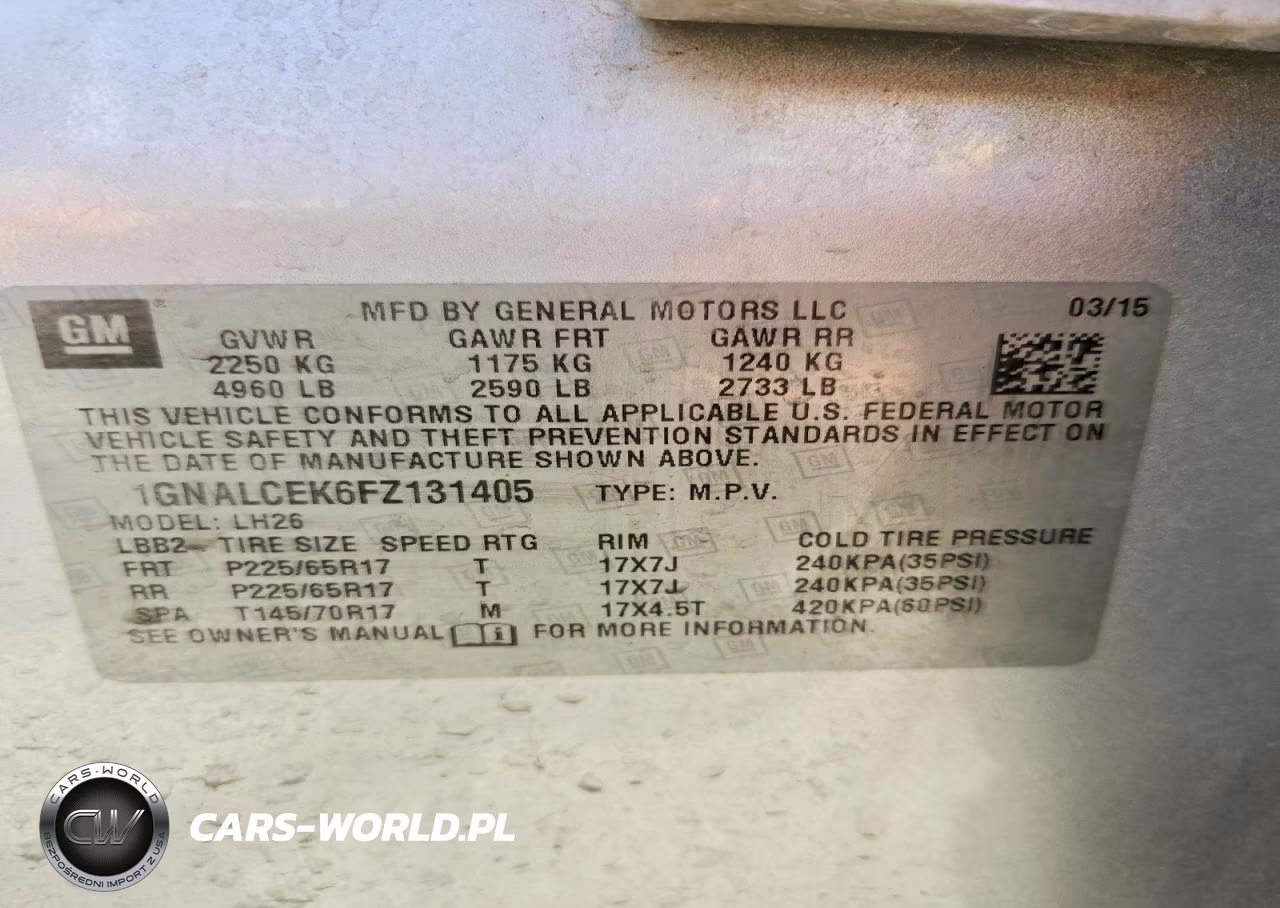 2015 Chevrolet Equinox Lt VIN:1GNALCEK6FZ131405 - 12