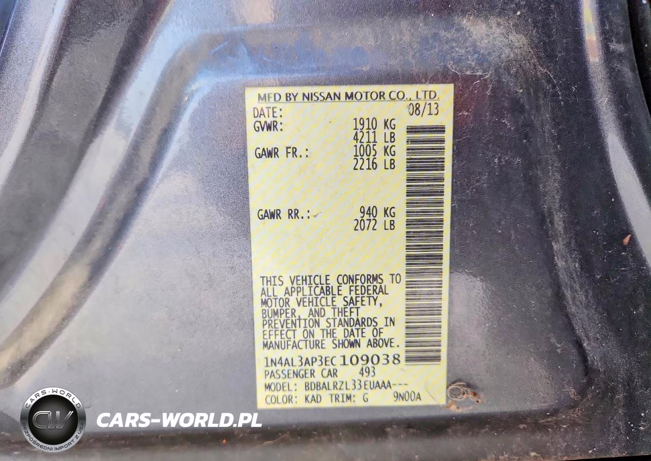 2014 Nissan Altima 2.5 S VIN:1N4AL3AP3EC109038 - 13