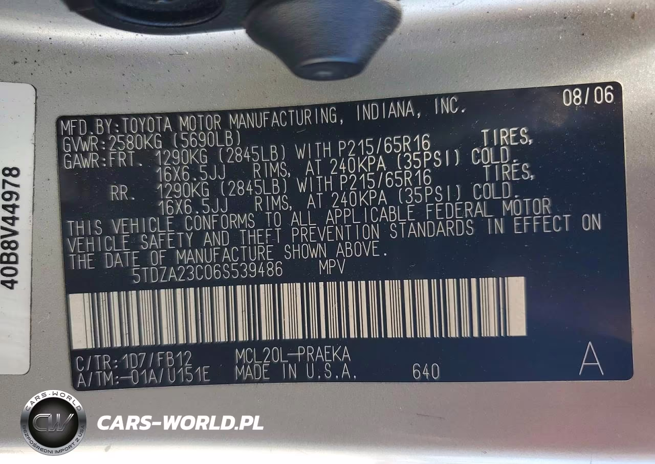 2006 Toyota Sienna Ce 8 Passenger VIN:5TDZA23C06S539486 - 13
