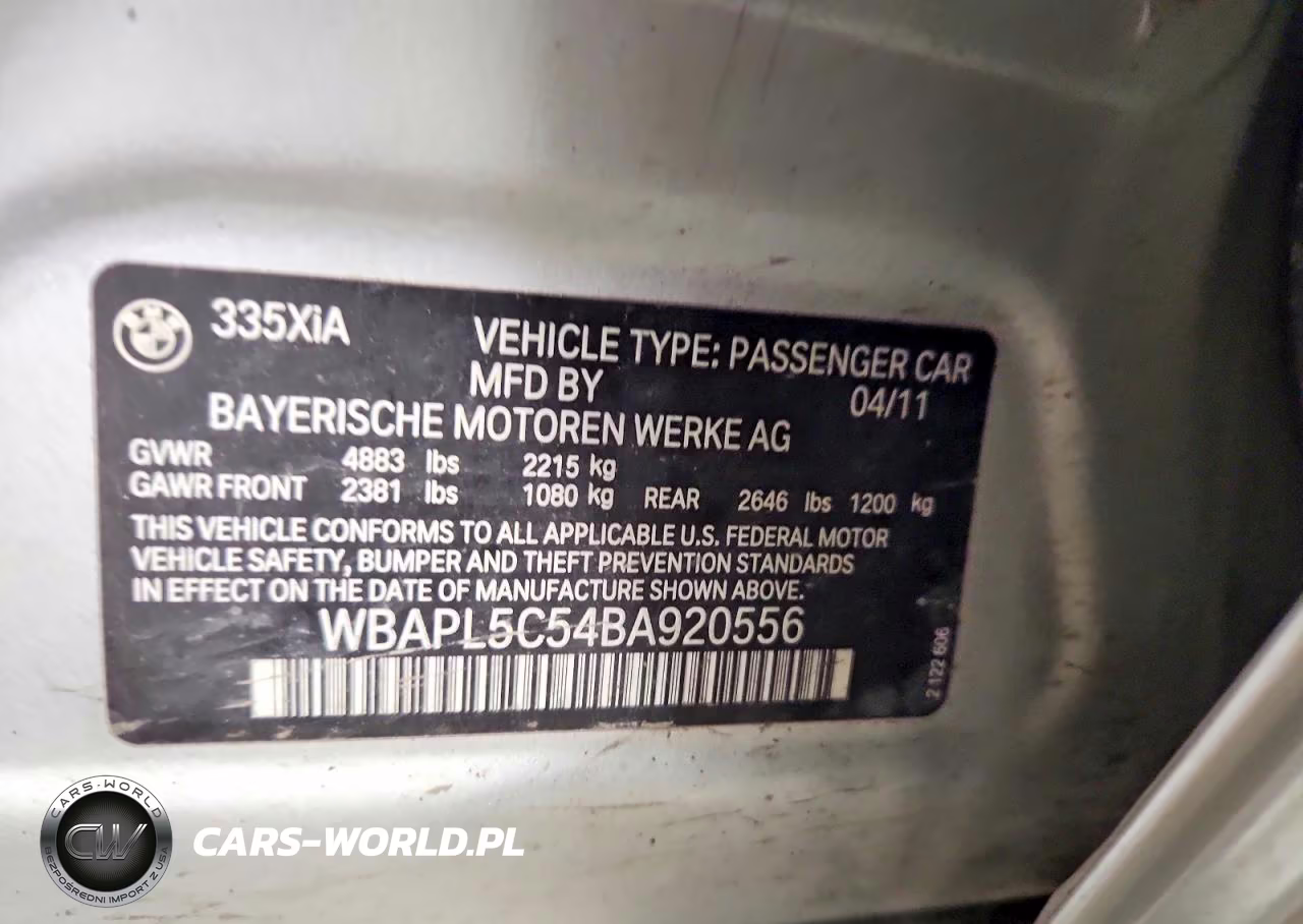 2011 BMW 335 Xi VIN:WBAPL5C54BA920556 - 12