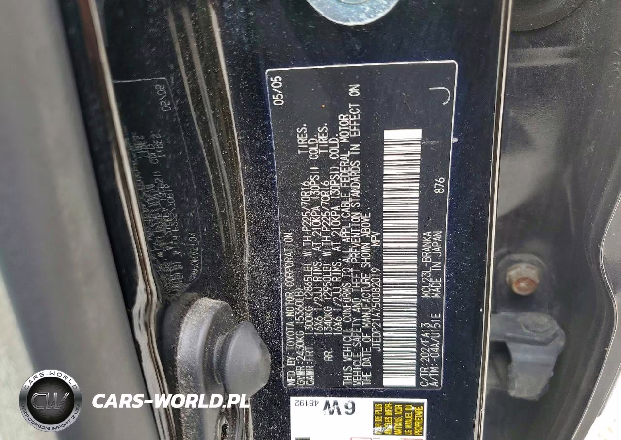 2005 Toyota Highlander Base VIN:JTEDP21A750082019 - 13