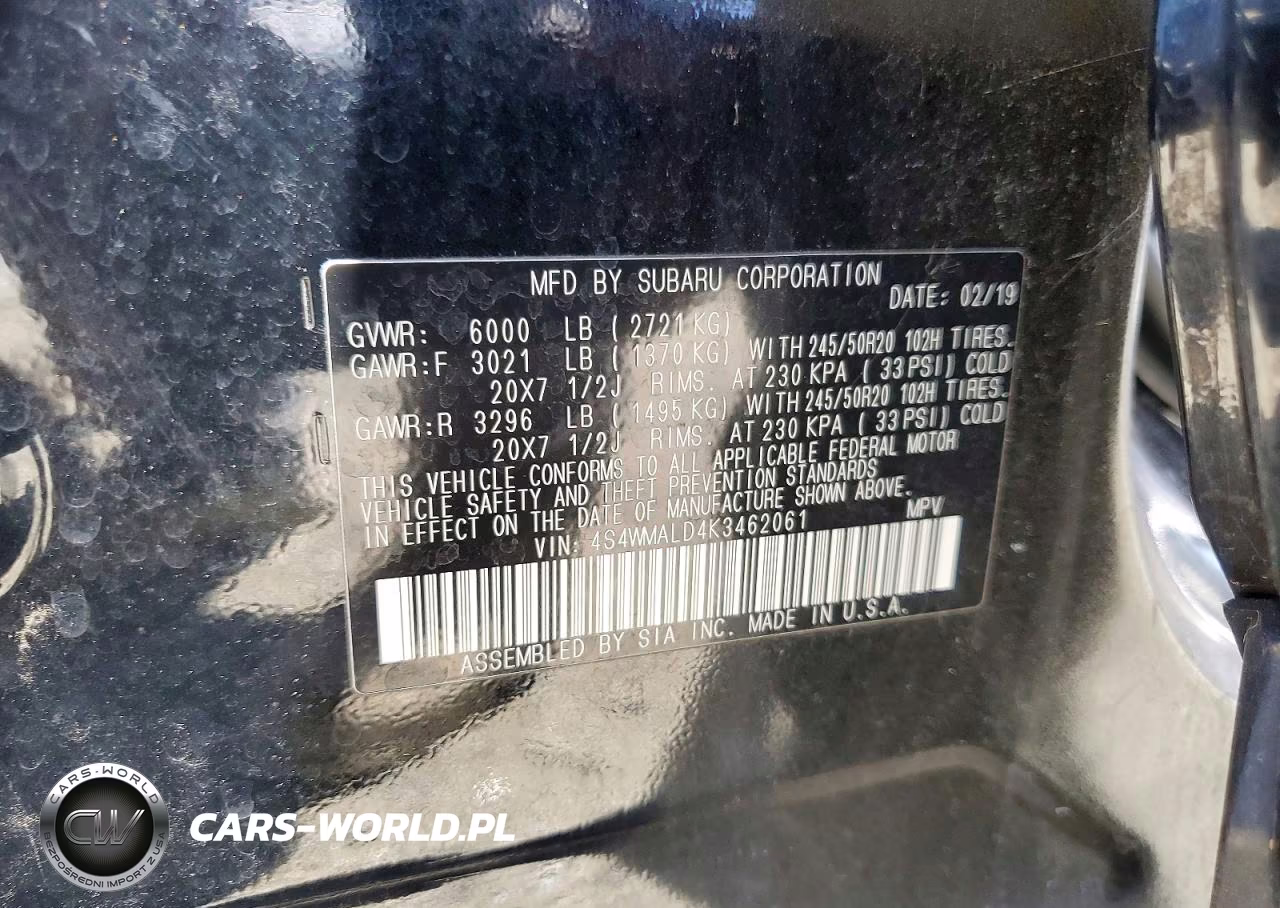 2019 Subaru Ascent Limited VIN:4S4WMALD4K3462061 - 13