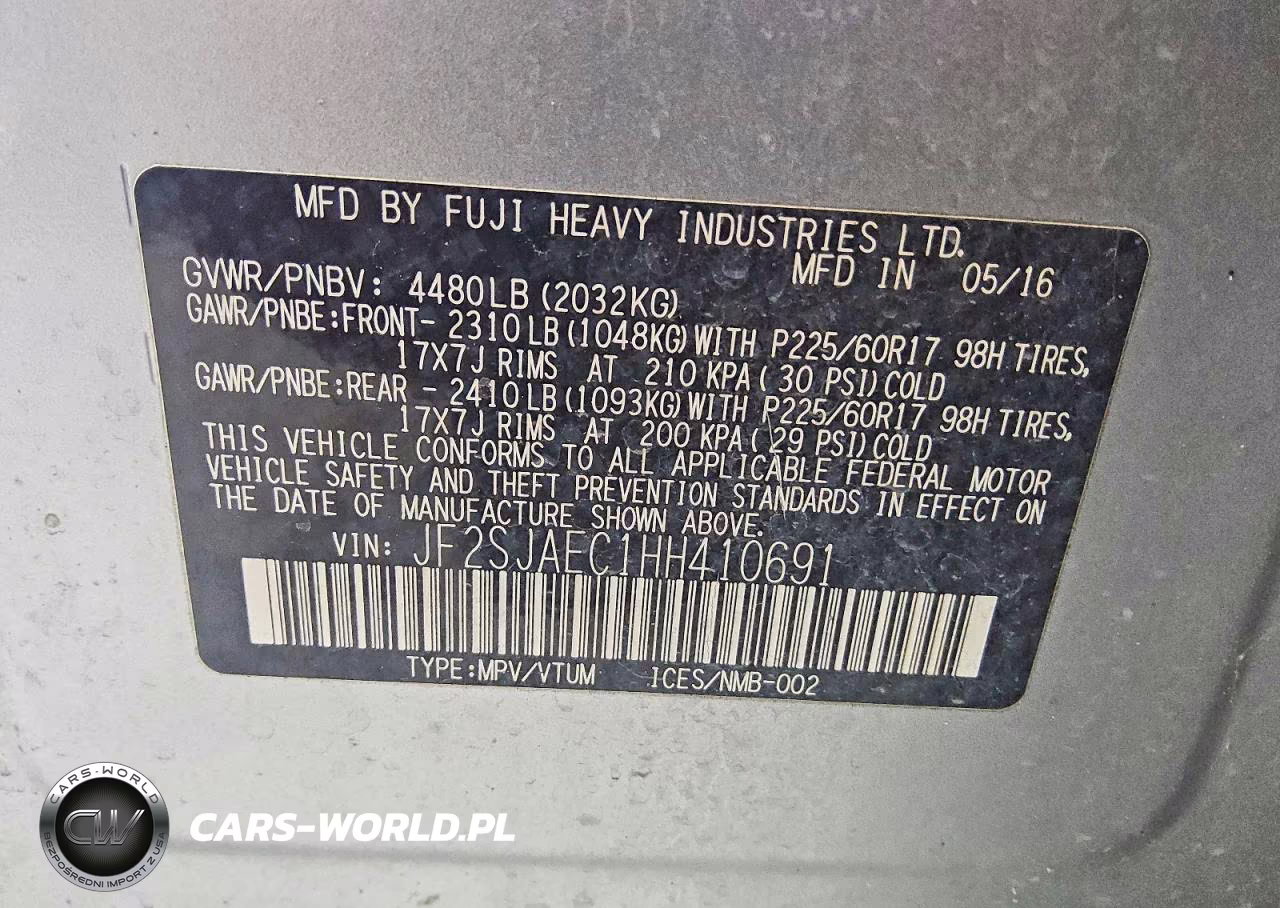2017 Subaru Forester 2.5I Premium VIN:JF2SJAEC1HH410691 - 13