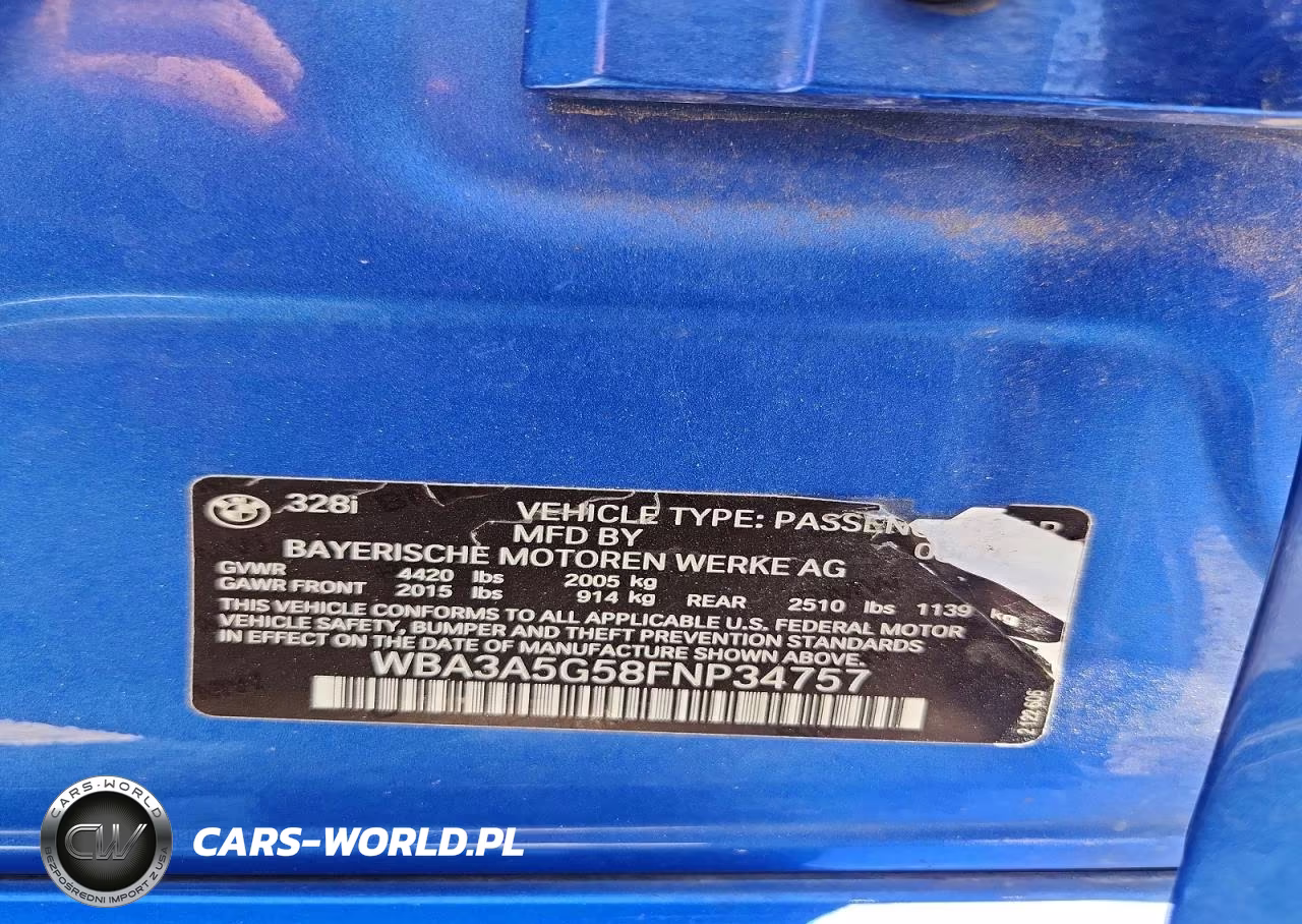 2015 BMW 328 I VIN:WBA3A5G58FNP34757 - 12