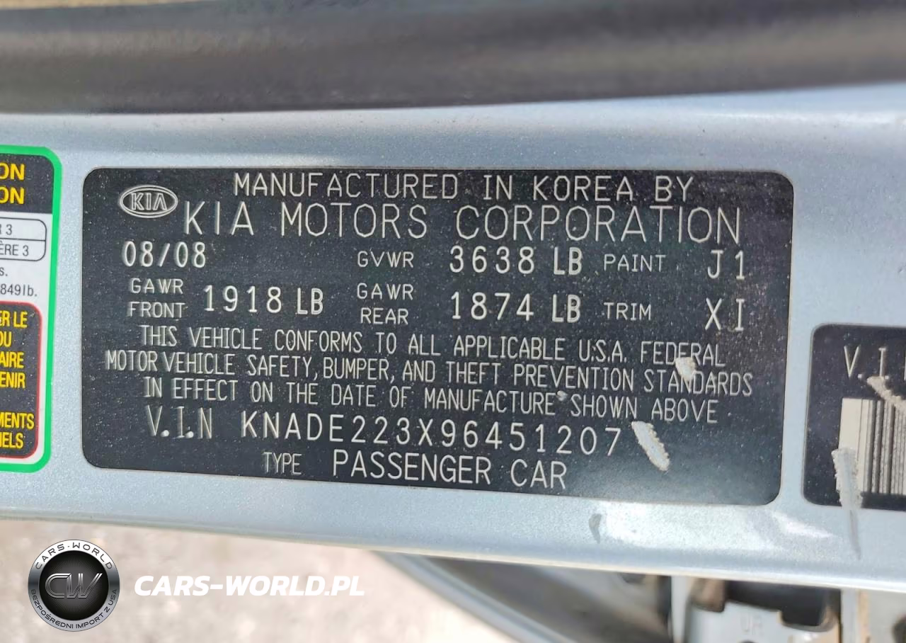 2009 Kia Rio Base VIN:KNADE223X96451207 - 12
