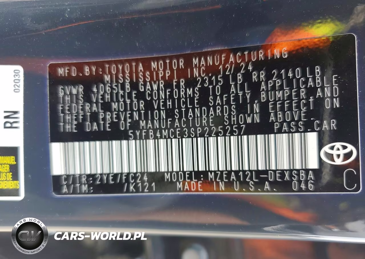 2025 Toyota Corolla Fx VIN:5YFB4MCE3SP225257 - 12