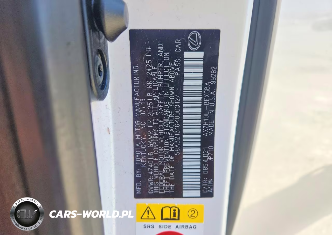 2019 Lexus Es 300H VIN:58AB21B16KU003127 - 12