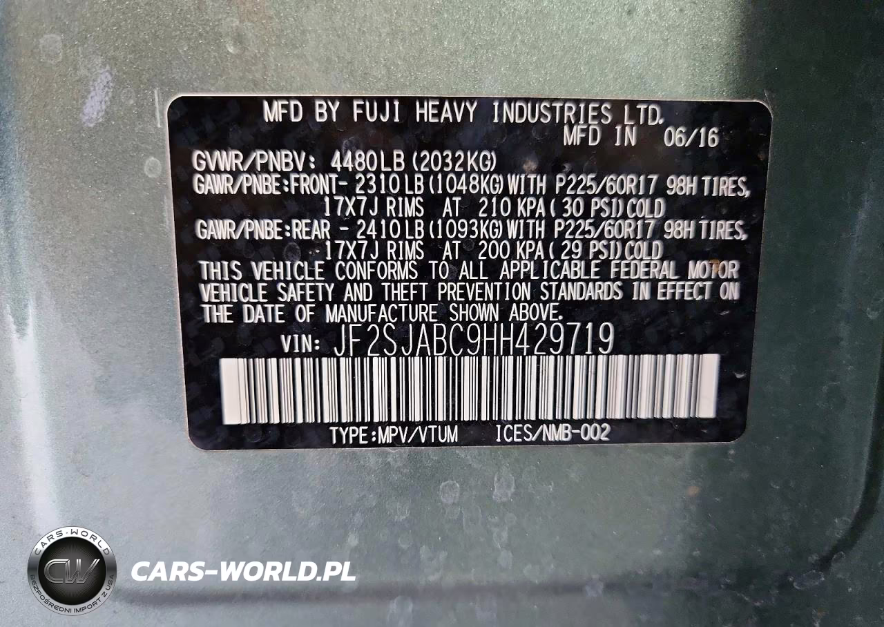 2017 Subaru Forester 2.5I VIN:JF2SJABC9HH429719 - 12