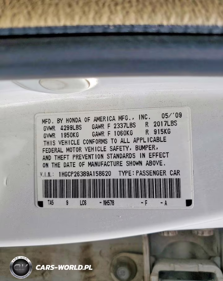 2009 Honda Accord Lx VIN:1HGCP26389A158620 - 12