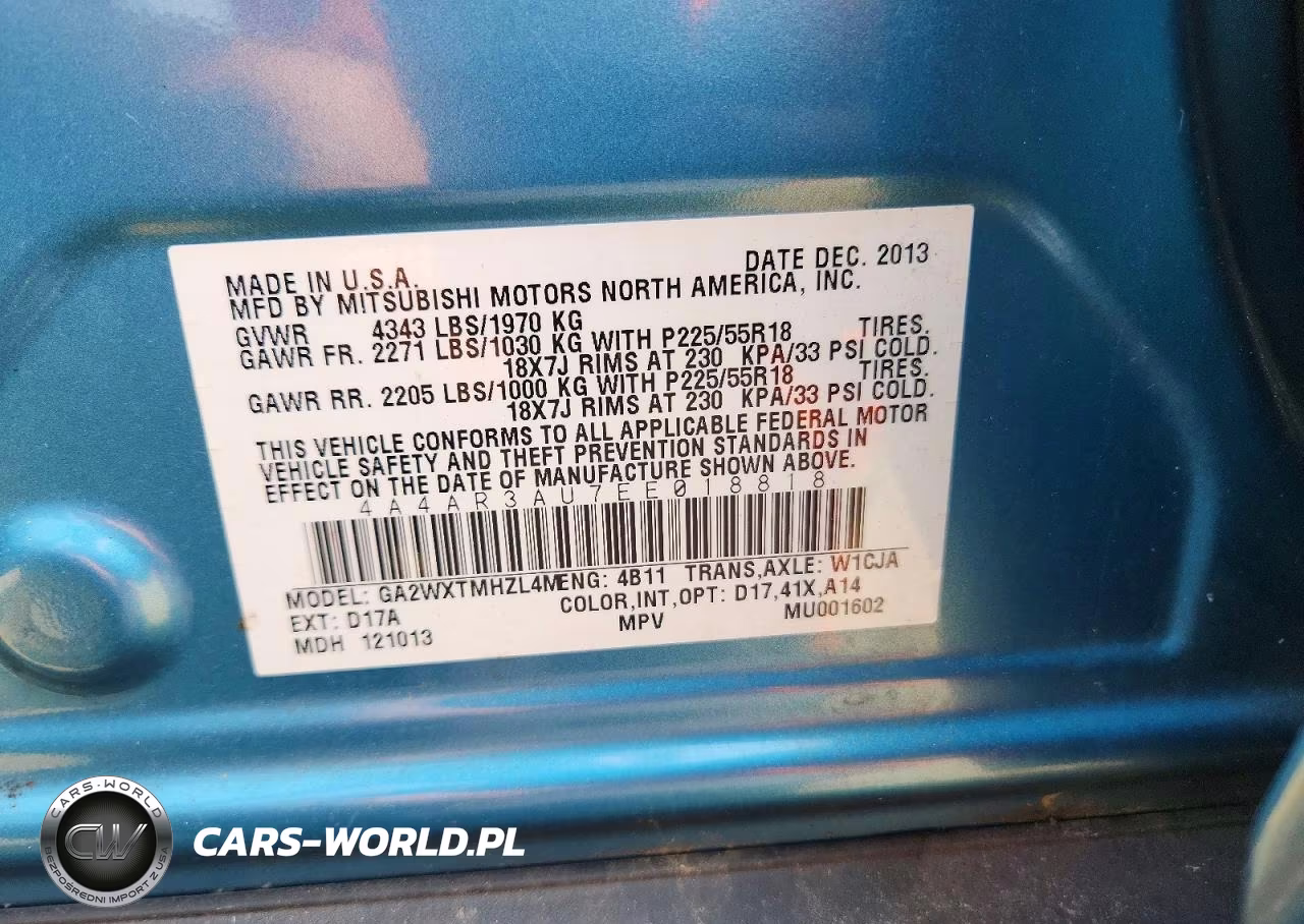 2014 Mitsubishi Outlander Sport Es VIN:4A4AR3AU7EE018818 - 12