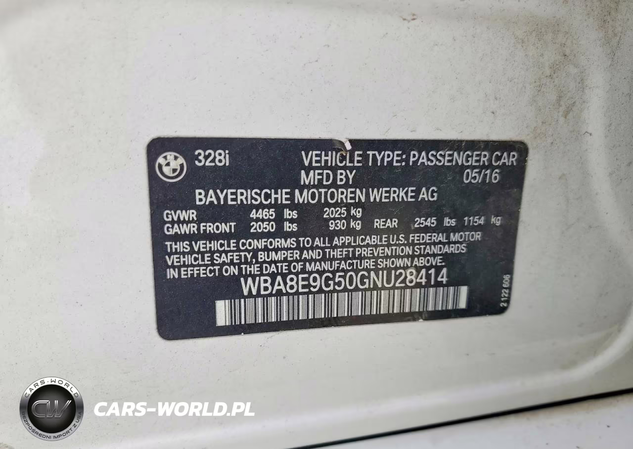 2016 BMW 328 I Sulev VIN:WBA8E9G50GNU28414 - 12