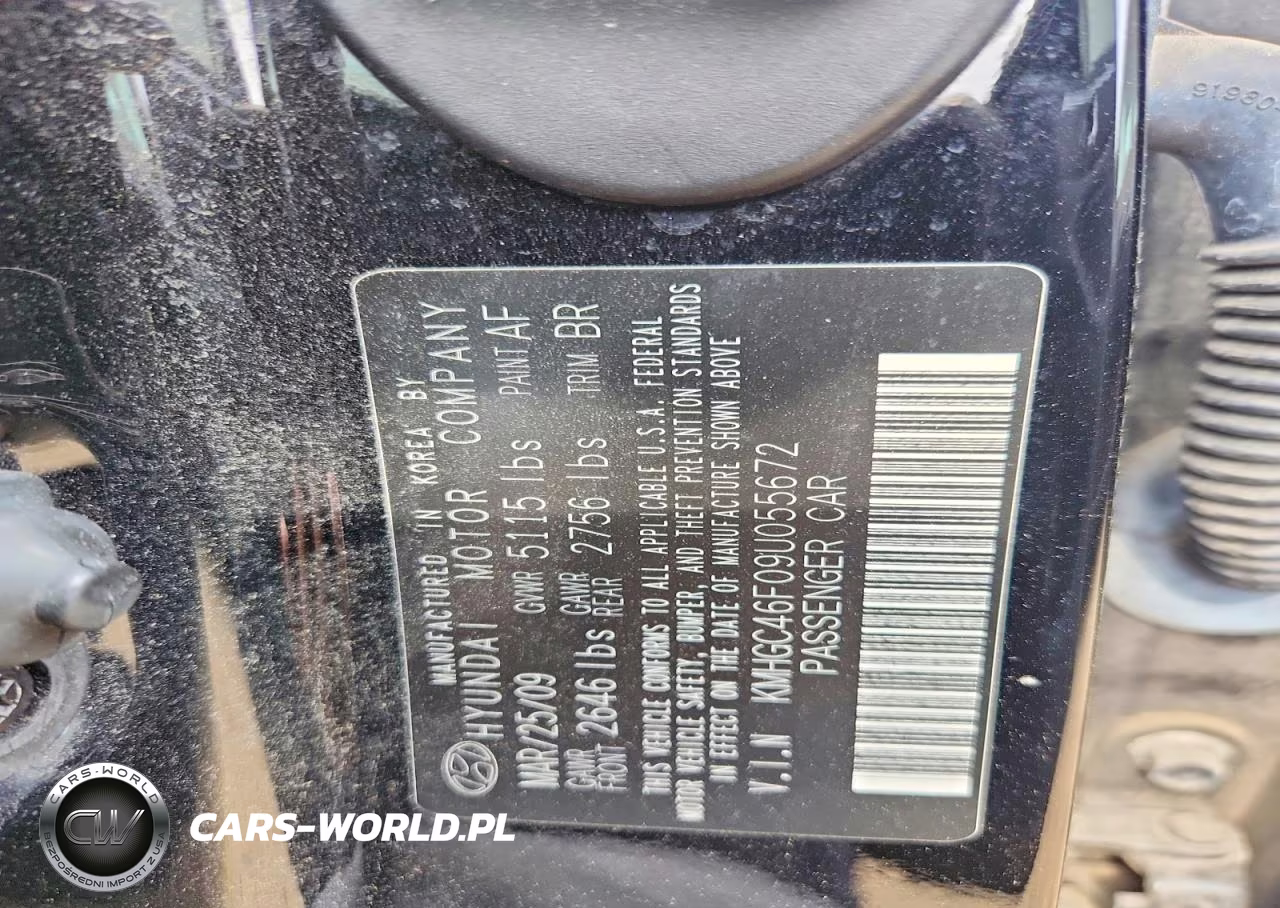 2009 Hyundai Genesis 4.6L VIN:KMHGC46F09U055672 - 12