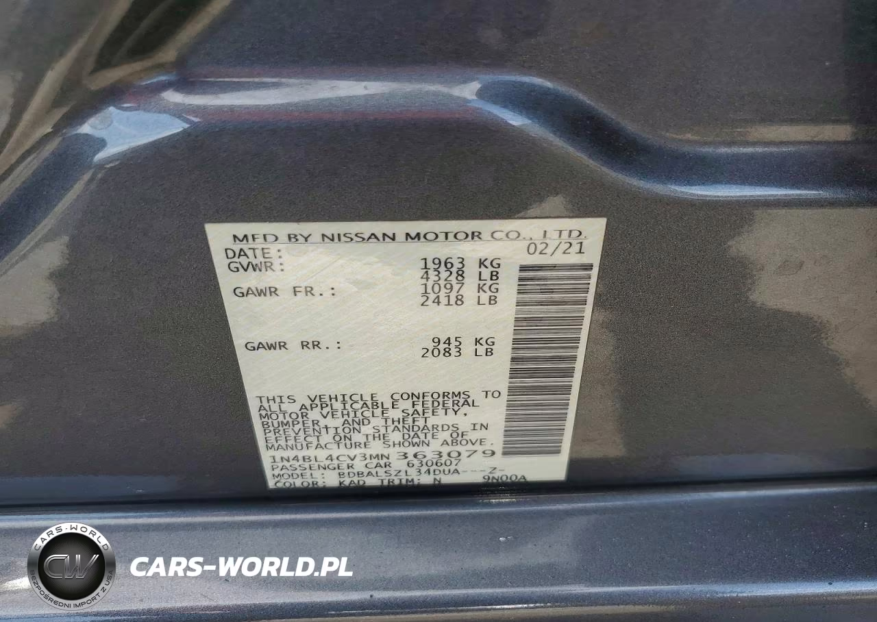 2021 Nissan Altima Sr VIN:1N4BL4CV3MN363079 - 12