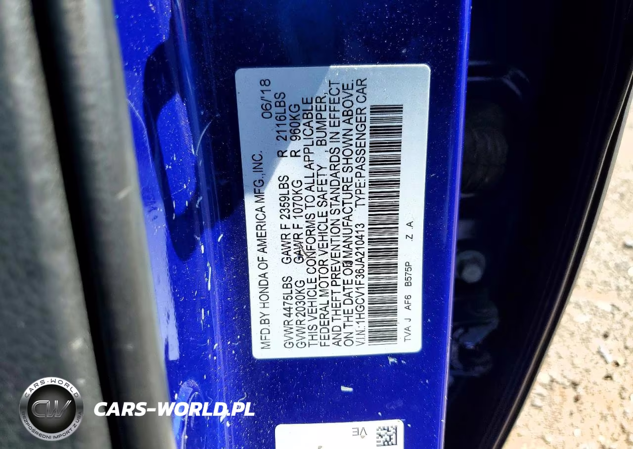 2018 Honda Accord Sport VIN:1HGCV1F36JA210413 - 12