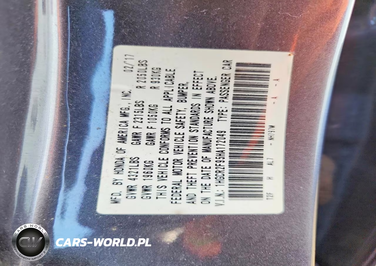 2017 Honda Accord Exl VIN:1HGCR2F95HA172049 - 12