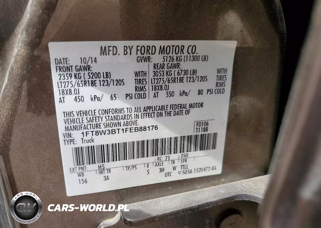 2015 Ford F350 Super Duty VIN:1FT8W3BT1FEB88176 - 13