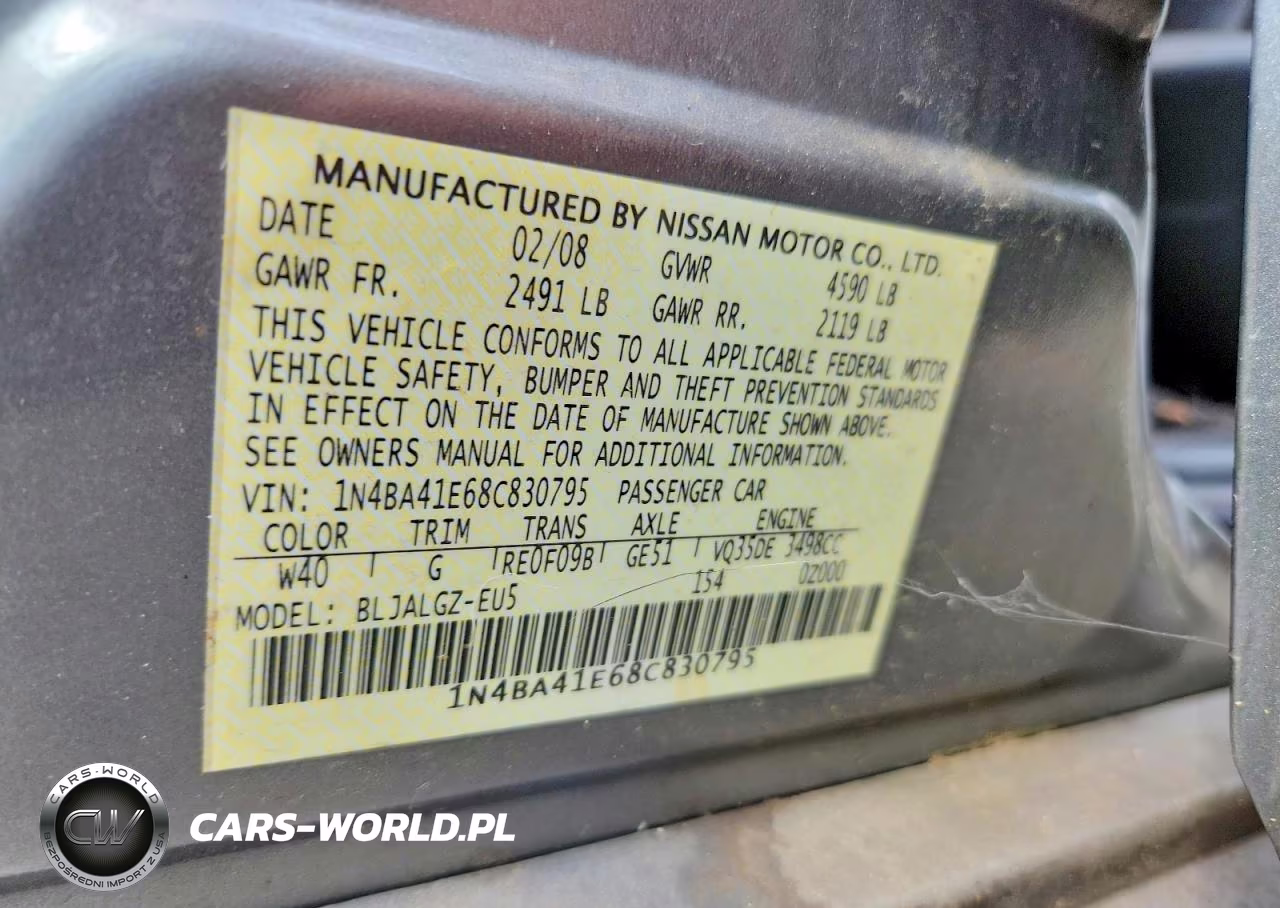 2008 Nissan Maxima 3.5 Se VIN:1N4BA41E68C830795 - 12