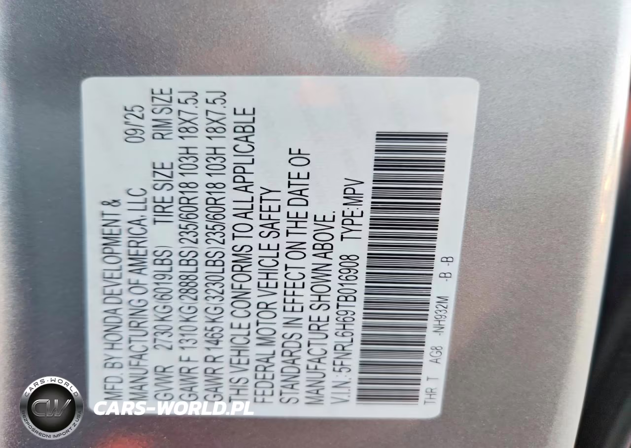 2026 Honda Odyssey Exl VIN:5FNRL6H69TB016908 - 14