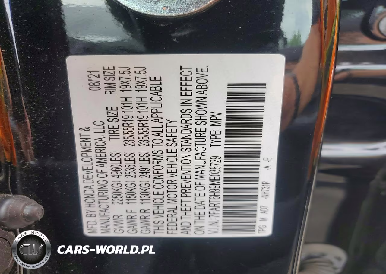 2021 Honda Cr-V Touring VIN:7FART6H99ME038729 - 14