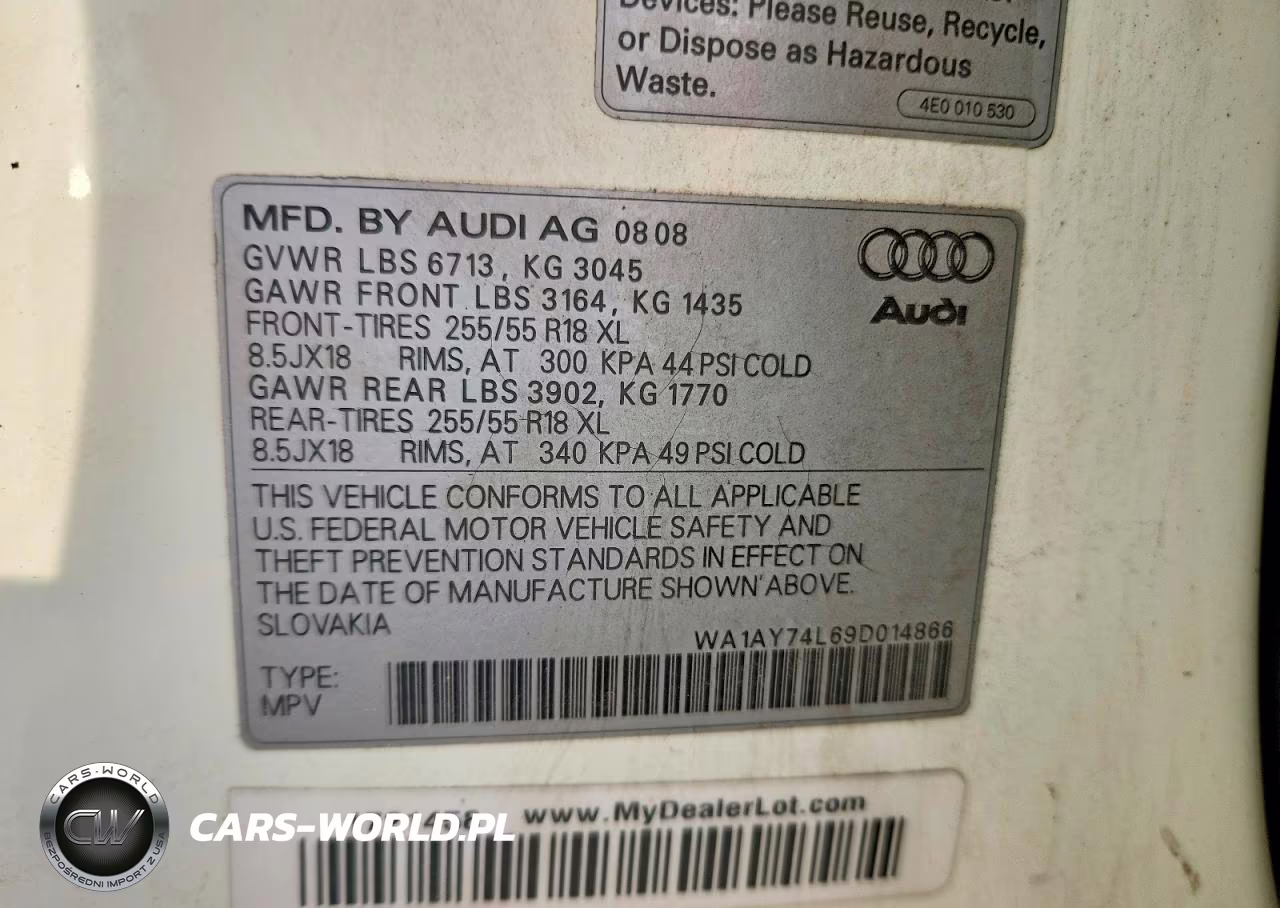 2009 Audi Q7 3.6 Quattro VIN:WA1AY74L69D014866 - 13