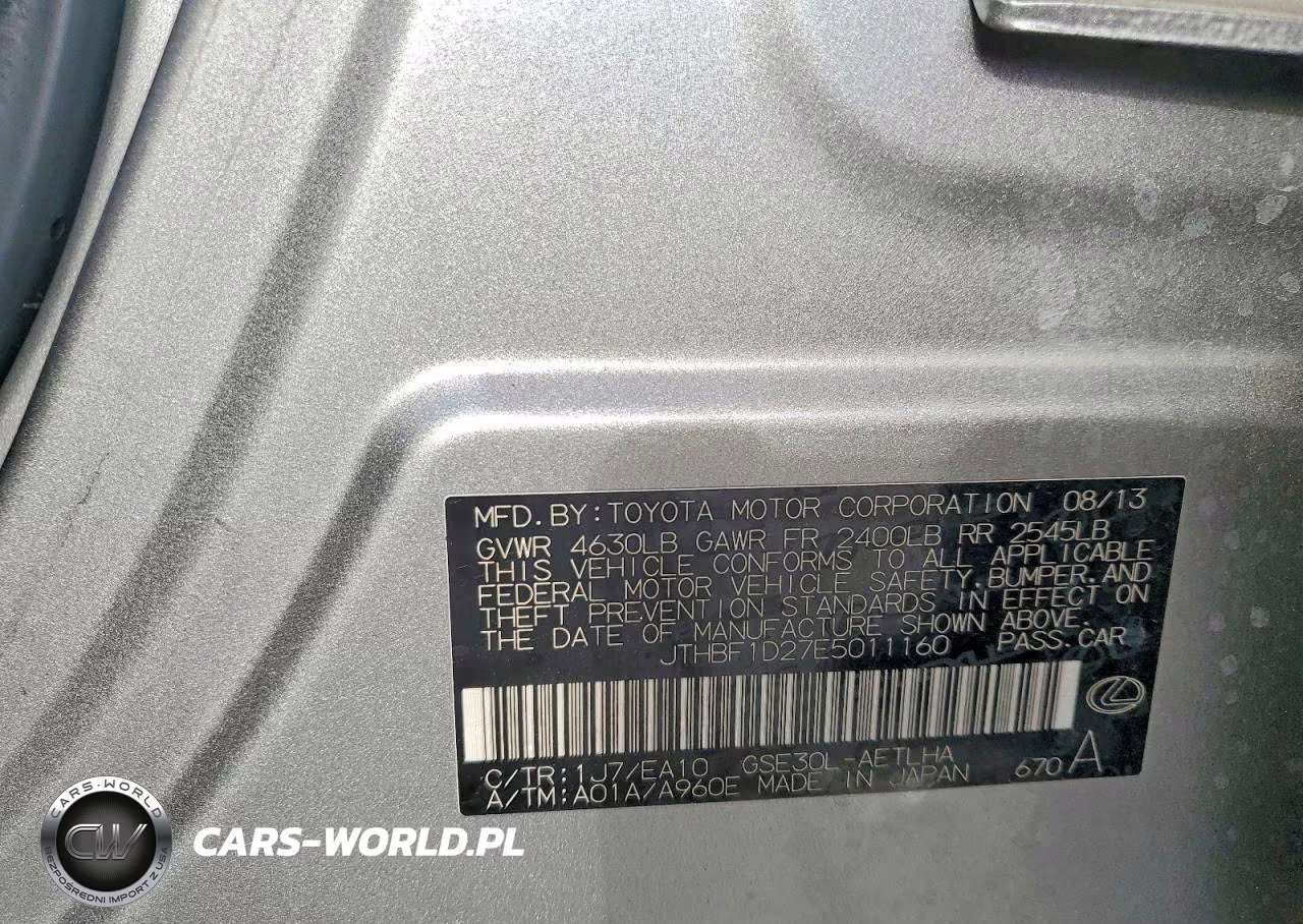 2014 Lexus Is 250 VIN:JTHBF1D27E5011160 - 12