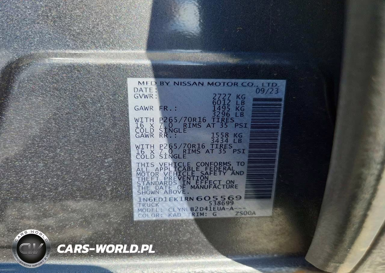 2024 Nissan Frontier Sv VIN:1N6ED1EK1RN605569 - 12