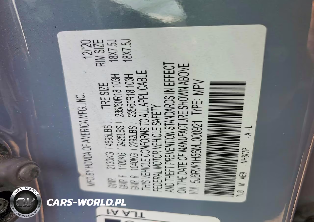 2021 Honda Cr-V Ex VIN:5J6RW1H56ML000921 - 13