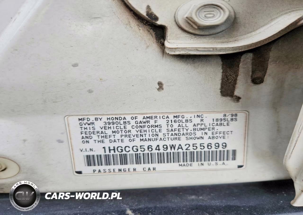 1998 Honda Accord Lx VIN:1HGCG5649WA255699 - 12