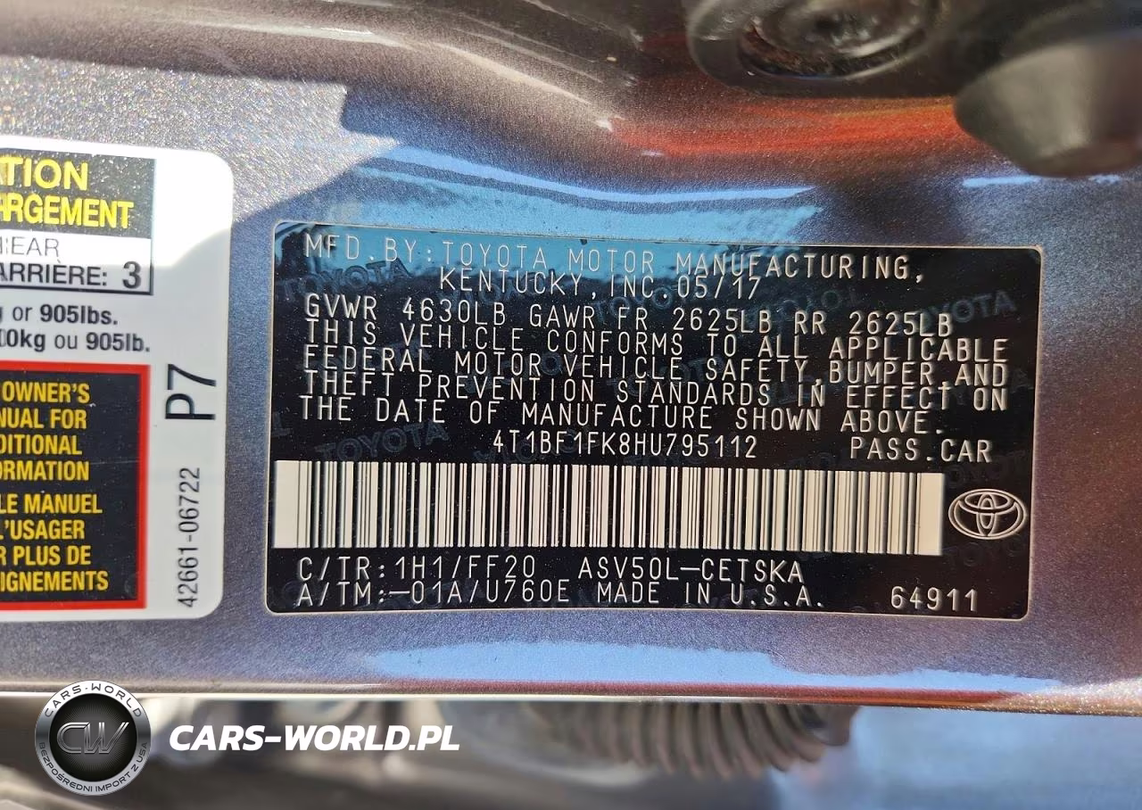2017 Toyota Camry Se VIN:4T1BF1FK8HU795112 - 13
