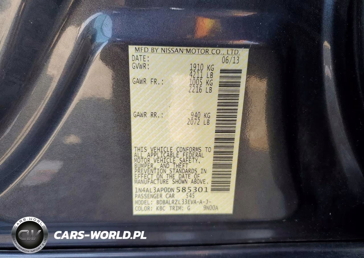 2013 Nissan Altima 2.5 S VIN:1N4AL3AP0DN585301 - 12
