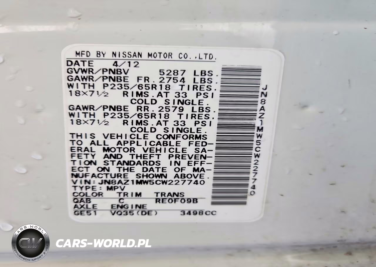 2012 Nissan Murano S VIN:JN8AZ1MW5CW227740 - 13