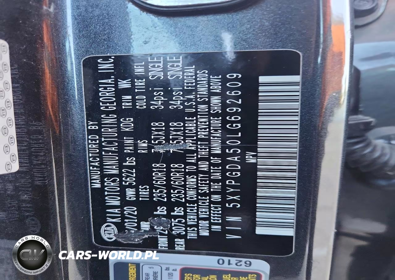 2020 Kia Sorento S VIN:5XYPGDA50LG692609 - 13