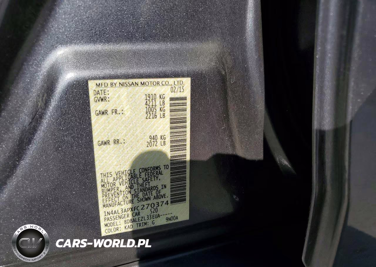 2015 Nissan Altima 2.5 S VIN:1N4AL3APXFC270374 - 13
