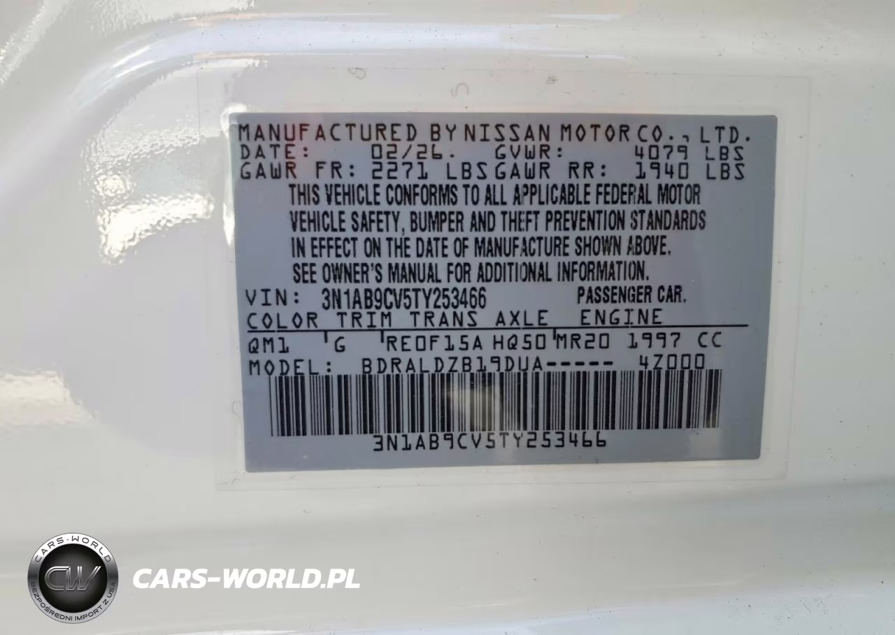 2026 Nissan Sentra Sv VIN:3N1AB9CV5TY253466 - 12