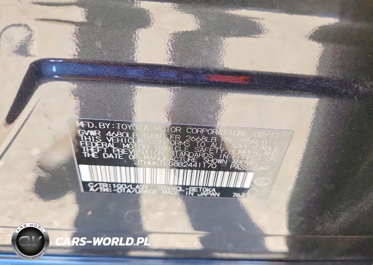 2011 Lexus Es 350 VIN:JTHBK1EG8B2441170 - 12