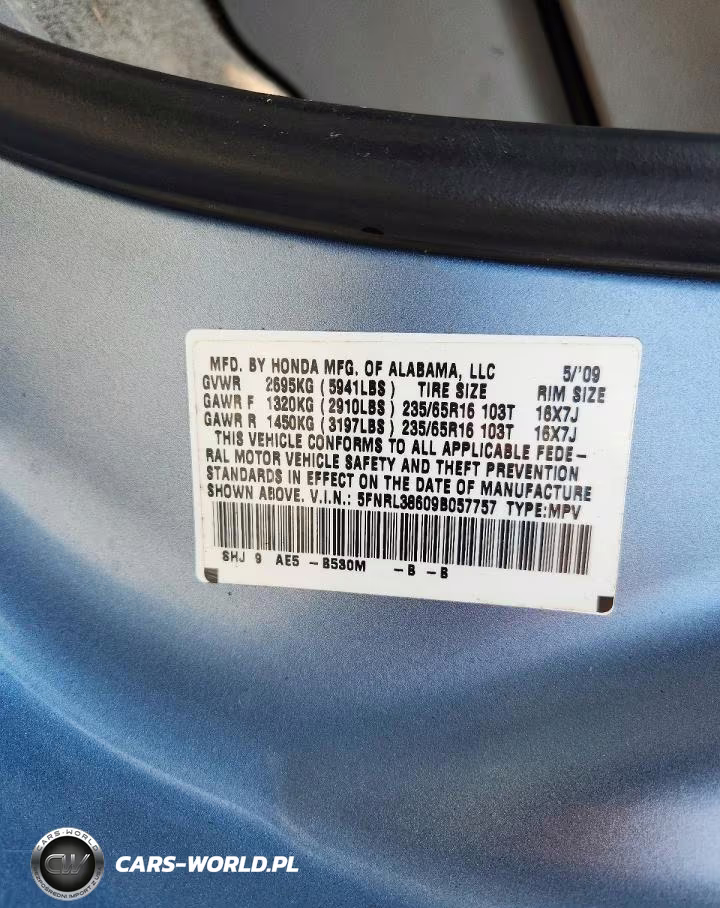 2009 Honda Odyssey Ex (With Leather) VIN:5FNRL38609B057757 - 13