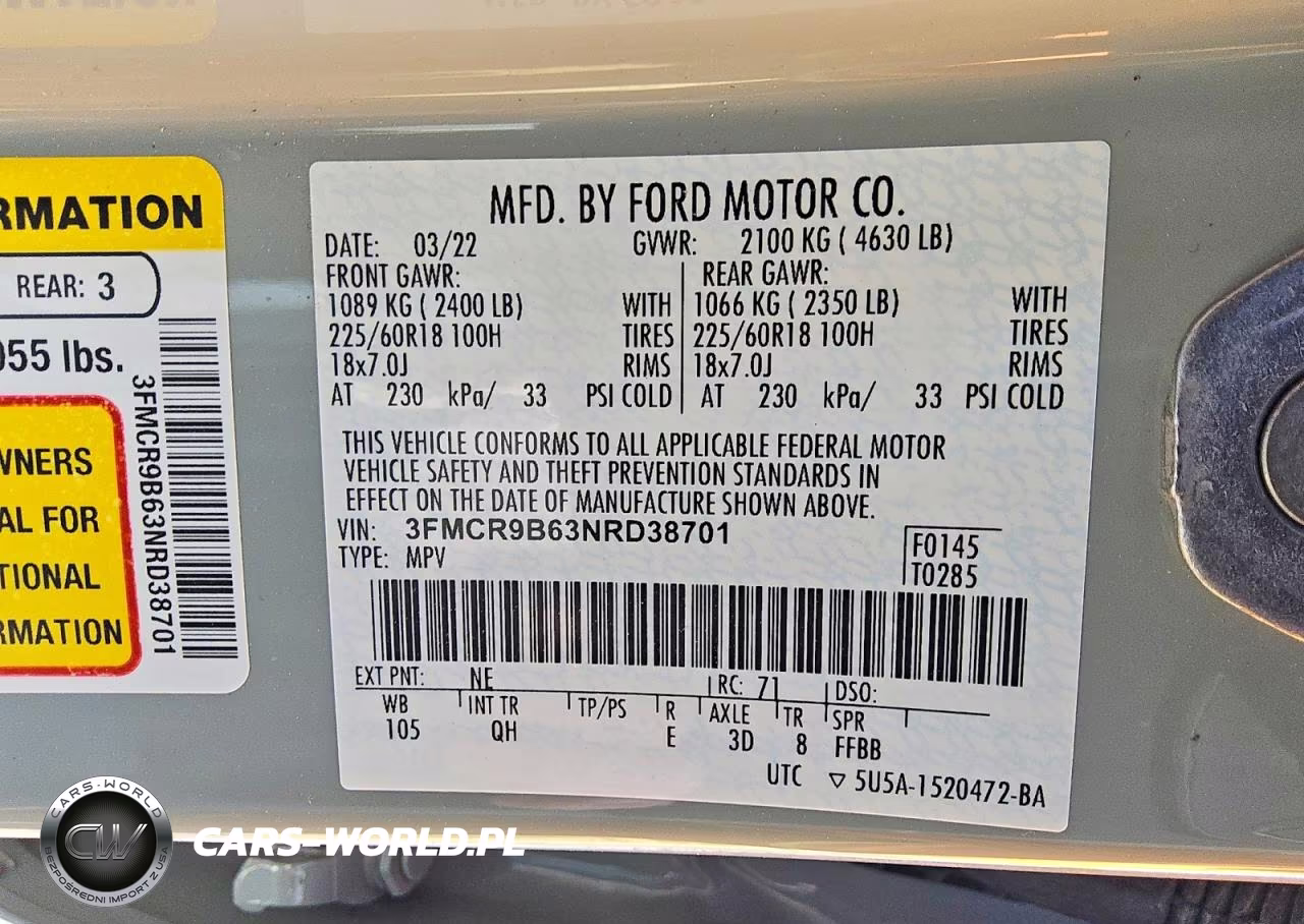 2022 Ford Bronco Sport Big Bend VIN:3FMCR9B63NRD38701 - 13