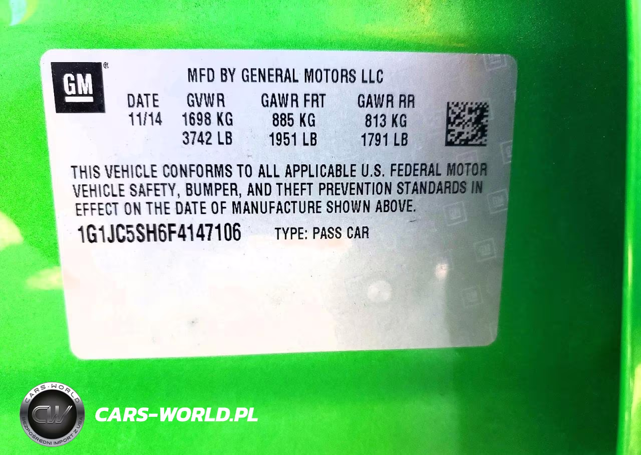2015 Chevrolet Sonic Lt VIN:1G1JC5SH6F4147106 - 12