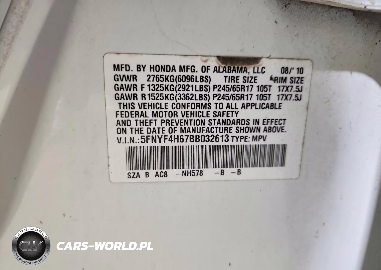 2011 Honda Pilot Exl VIN:5FNYF4H67BB032613 - 13