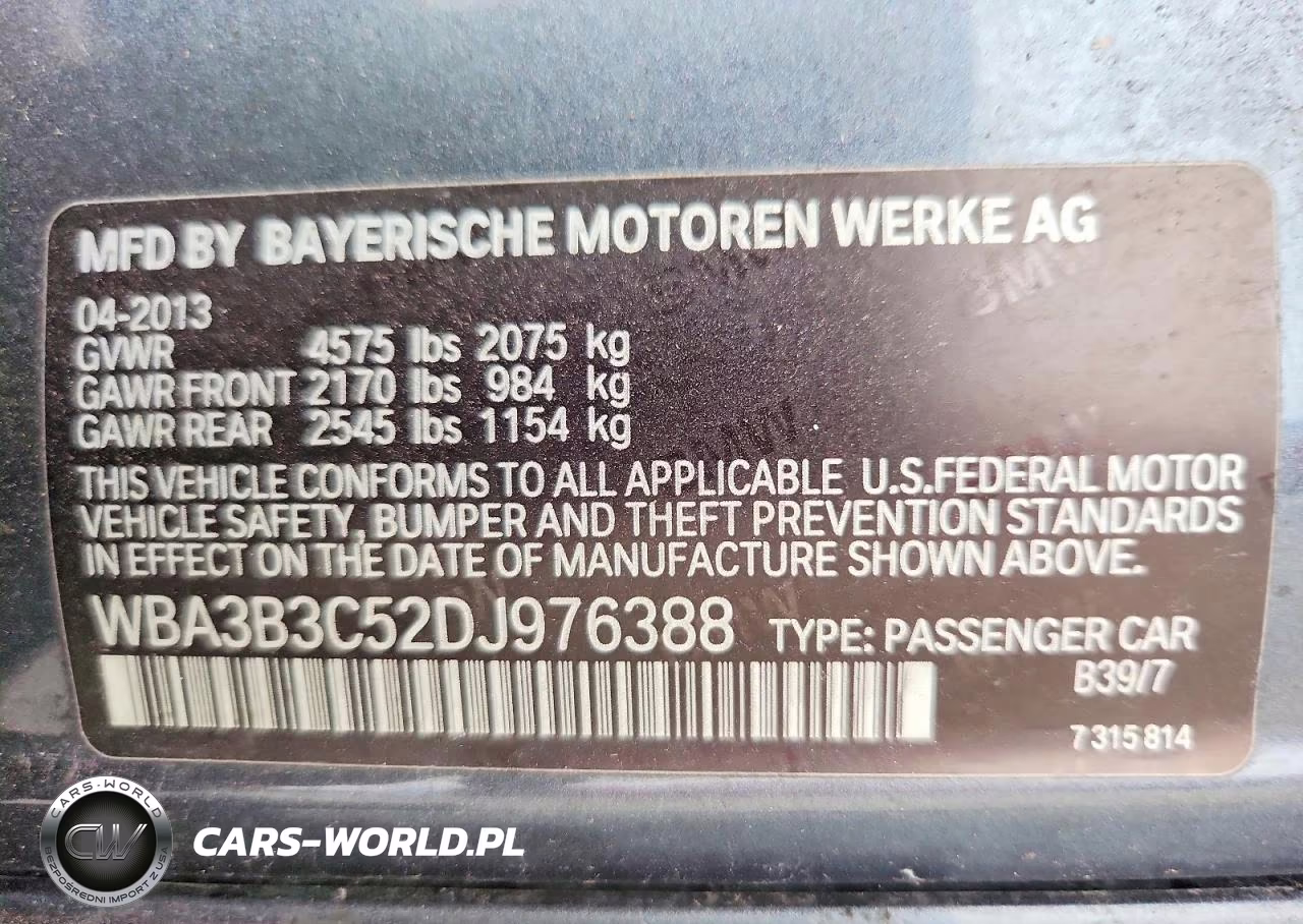 2013 BMW 328 Xi VIN:WBA3B3C52DJ976388 - 12