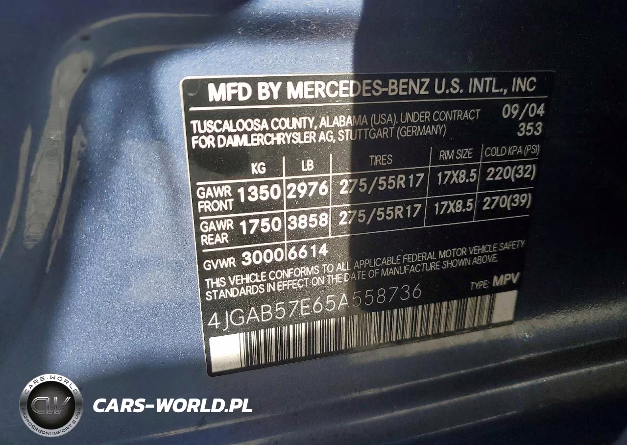 2005 Mercedes-Benz Ml 350 VIN:4JGAB57E65A558736 - 13