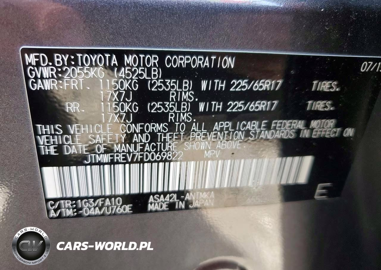 2015 Toyota Rav4 Xle VIN:JTMWFREV7FD069822 - 13
