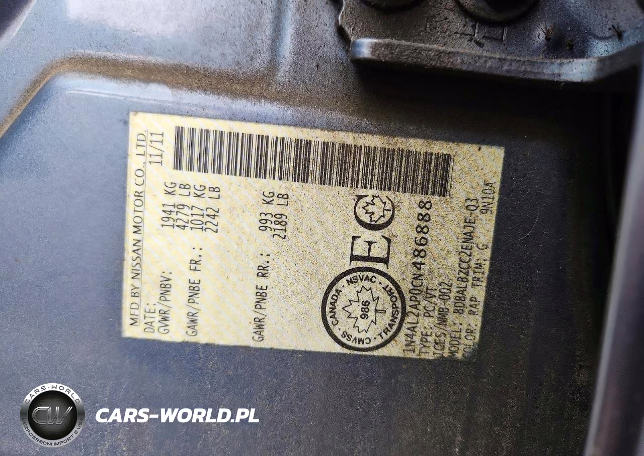 2012 Nissan Altima 2.5 VIN:1N4AL2AP0CN486888 - 12