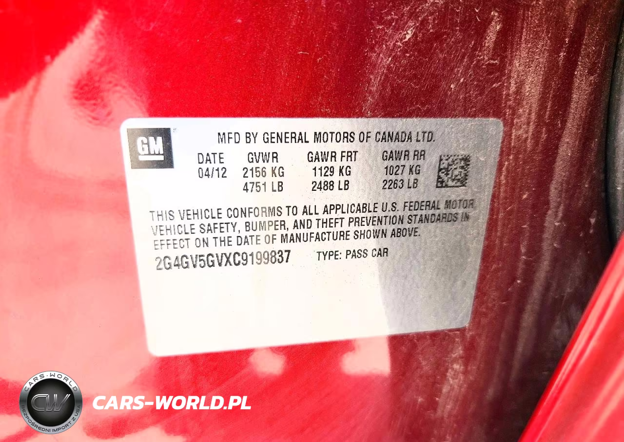 2012 Buick Regal Gs VIN:2G4GV5GVXC9199837 - 12