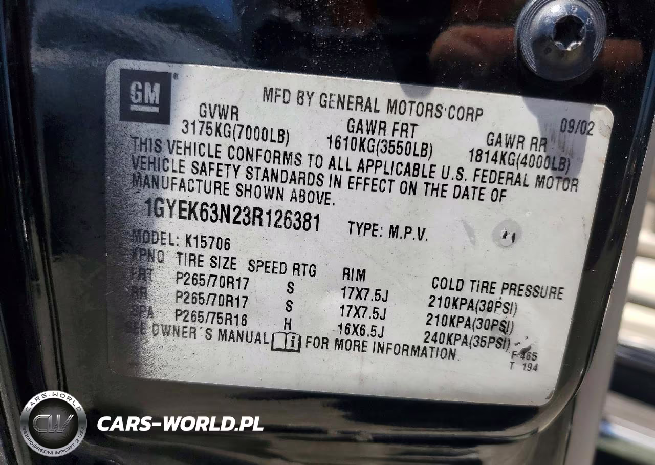 2003 Cadillac Escalade Luxury VIN:1GYEK63N23R126381 - 13
