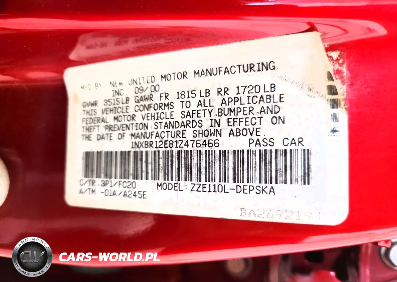 2001 Toyota Corolla S VIN:1NXBR12E81Z476466 - 13